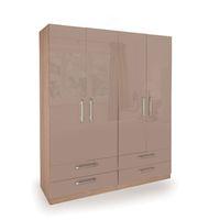 Oval High Gloss 4 Door 4 Drawer Wardrobe