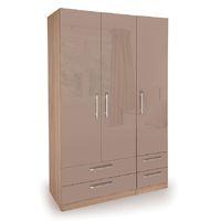 Oval High Gloss 3 Door 4 Drawer Wardrobe