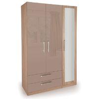 Oval High Gloss 3 Door 2 Wide Drawer Wardrobe