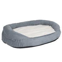 Oval Memory Foam Dog Bed - Grey - 100 x 65 x 24 cm (L x W x H)
