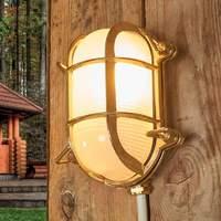 Oval outdoor wall light Bengt brass