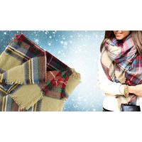 Oversized Tartan Print Blanket Scarf