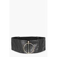 Oversized Ring & Zip Waist Belt - black