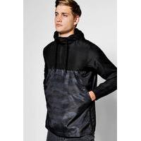 over the head contrast camo cagoule black