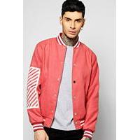 oversized varsity jacket with print dusky pink