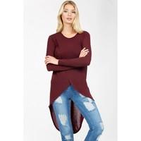 OVERSIZED WRAP FRONT LONG SLEEVE TOP