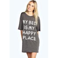 Oversized Tshirt Night Dress - charcoal