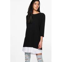 Oversized Layered Shift Dress - black