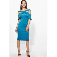 Oversized Cold Shoulder Bodycon Dress - teal