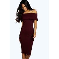 Oversized Off The Shoulder Bodycon Dress - berry