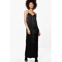 Oversized Zip Slip Dress - black