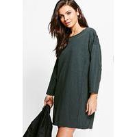 oversized roll sleeve sweat dress charcoal