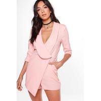 Oversized Lapel Woven Tailored Playsuit - rose