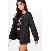 Oversized Hooded Utility Jacket - black