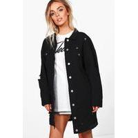 Oversized Distressed Jacket - black