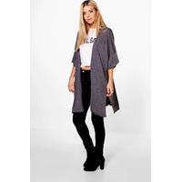 Oversized Side Split Jersey Kimono - charcoal