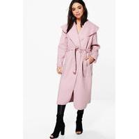 Oversized Shawl Collar Coat - pink