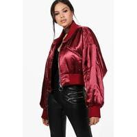 Oversized Cropped MA1 Bomber Jacket - burgundy