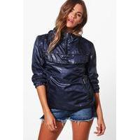 Overhead Coated Rain Mac - navy