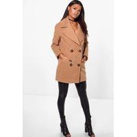 Oversized Collar Double Breasted Coat - camel