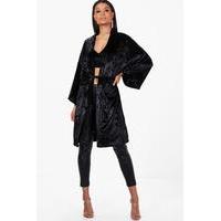 oversized velvet belted kimono black