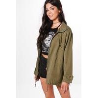 oversized hooded utility jacket khaki