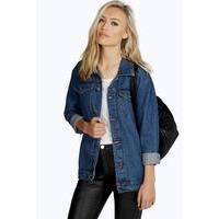 Oversize Denim Boyfriend Jacket - blue