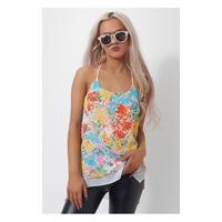 Oversized Racer Back Floral Chiffon Vest Top