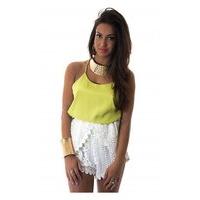 oversized racer back chiffon vest top in lime green