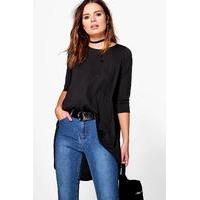 Oversized Hanky Hem Top - black