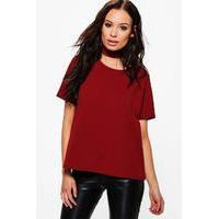 Oversized Choker Strap T-Shirt - berry