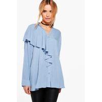 oversized ruffle shirt blue