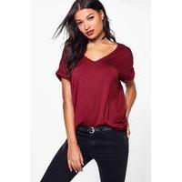 oversized v neck tee berry