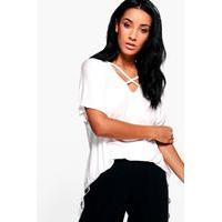 oversized cross strap t shirt white