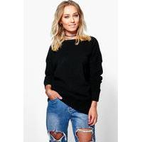 Oversized Fisherman Knit Jumper - black