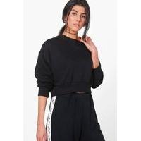 Oversized Slouchy Crop Sweatshirt - black