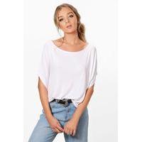 oversized slash neck t shirt white