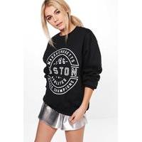 Oversized Printed Front Sweatshirt - black