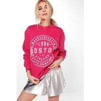 oversized printed front sweatshirt pink