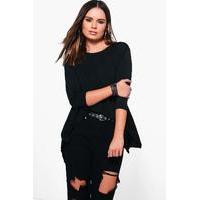 Oversized Dip Hem Top - black