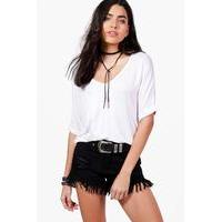 Oversized V Neck T Shirt - white