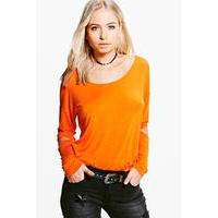 Oversized Cut Out Elbow Top - orange