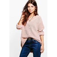 Oversized Strap Neck Jumper - rose