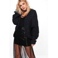 oversized cable knit boyfriend cardigan navy