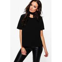 Oversized Choker Strap T-Shirt - black