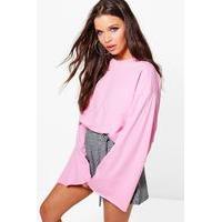 Oversized Wide Sleeve Sweatshirt - pink