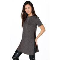 Oversized Split Side Tee - grey