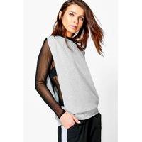 Oversized Split Side Sweater Vest - grey marl
