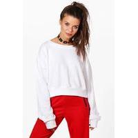 oversized slouchy crop sweatshirt white