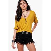 oversized v neck t shirt mustard